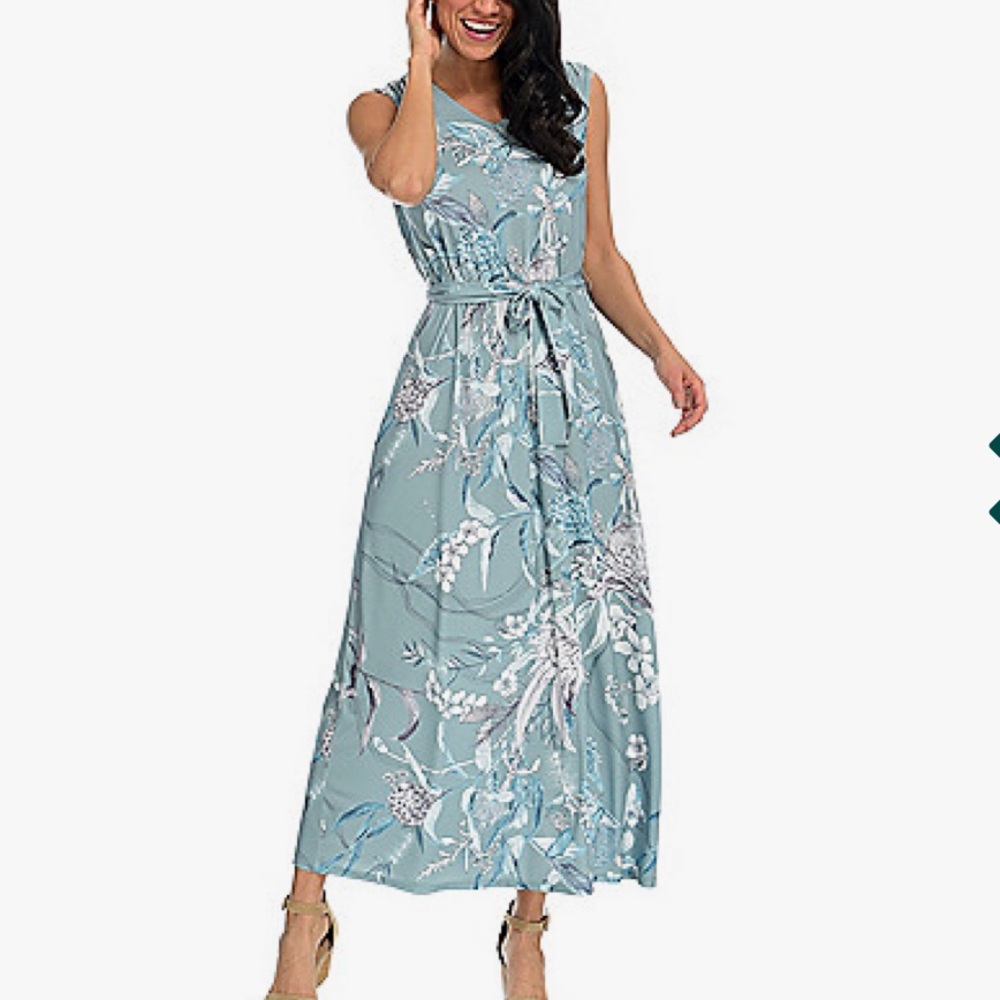 Women’s Christopher & Banks Sleeveless Blue Belted Maxi Dress